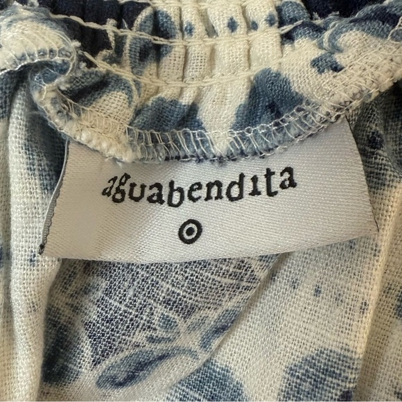 AGUA BENDITA for Target Linen Blend Turquoise Scalloped Hem Floral Mini Skirt - Picture 7 of 8